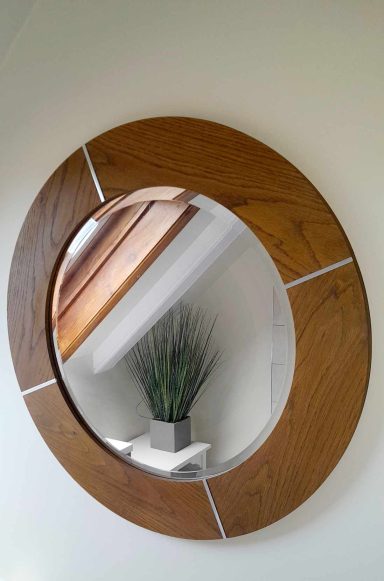 Solid oak bathroom mirror